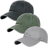 Glamorstar Classic Unisex Baseball Cap Adjustable Washed Dyed Cotton Ball Hat, Army Green+black+grey, One Size