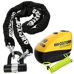 Oxford OF159 H D Motorbike Chain Lock + Screamer 7 Alarm Disc Lock Yellow/Black LK290 + Free Reminder Cable 1.5M