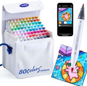 ChroMuse Alcohol Markers with Smart App, Brush & Fine 80 Colors Dual Tips