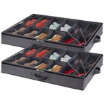 Lifewit Under Bed Shoe Storage Organizer Set of 2, Foldable Fabric Shoes Container Box with Clear Cover See Through Window Storage Bag with 2 Handles Total Fits 24 Pairs of Shoes, Grey