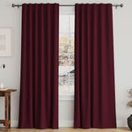 Turquoize Blackout Curtains Burgundy Christmas Festival Home Decro Elegant Back Tab Window Blackout Curtains Draperies for Living Room Thermal Insulated Curtains 2 Panels, 52 x 96 inch, Burgundy