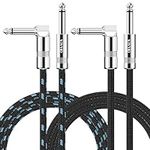 Sovvid Guitar Cable Guitar Cord 10FT 2 Pack Instrument Cable Quarter Inch Cable Electric Guitar Cord 1/4 Guitar Cables Guitar Amp Cord for Guitar Bass Keyboard and Pro Audio Black and Black Blue