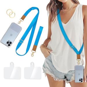 Piefly Phone Lanyard Crossbody Strap, Blue Cell Phone Lanyards for Around the Neck Wristlet Shoulder, Wrist Strap for Keys Adjustable Accessories Travel Essentials