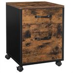 VASAGLE File Cabinet with 2 Drawers, Rolling Office Filing Cabinet with Wheels, for A4, Letter Sized Documents, Hanging File Folders, Industrial, Rustic Brown and Black OFC042B01