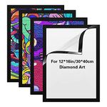 4 Pack Diamond Painting Frames,Diamond Art Frame,Black Magnetic Diamond Painting Picture Frame for Painting Display and Protection,Self Adhesive Painting Accessories for Home Office Wall Decor (large)