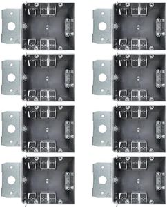 (8 Pack) Adjustable 2-Gang Electrical Box for New Construction – Heavy-Duty Grey PVC Switch & Outlet Box with Metal Bracket, ETL Listed Junction Box for Switches, Outlets & Wiring Projects