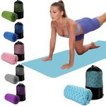 Oaygat Yoga Mat Towel Sweat Absorbent Non-slip Yoga Blanket Towel with Grip Dots Quick-drying Yoga Mat Cloth Hot Yoga Towel Breathable Yoga Mat Towel with Mesh Carrying Bag Microfiber Machine Washable