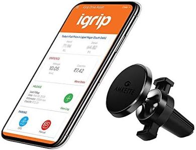 Amkette iGrip Magnetic Car Air Vent Phone Holder | Metal Body | 6 Powerful Magnets | Anti-Shake Design | 360 Degree Rotation | Universal Compatibility | Drive Assist Companion App | (Black)