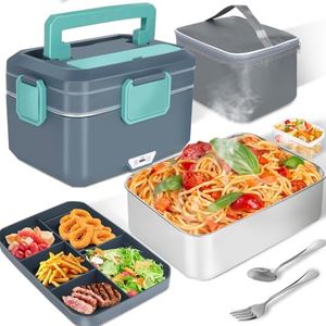 XREXS Lunch Box Chauffante 3,5L Ultra Grande Capacité 90W, Boîte à Lunch Électrique pour Maison/Voiture, avec Fourchette & Cuillère, Boîte à Déjeuner Portable pour Camion, Famille, Camping