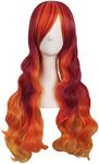 MapofBeauty 28 Inch/70cm Beautiful Long Wavy Harajuku Style Cosplay Wig (Fluorescent Orange/Red/Orange Yellow)