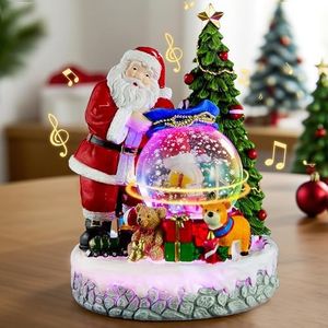Musical Christmas Snow Globe with Color Changing Lights & Swirling Snowfall - USB & Battery Operated Holiday Indoor Decor for Christmas, Thanksgiving - Gift for Kids, Family, Colleagues