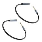 2 Pcs 6.35mm Mono Audio Cable,1/4 Inch TS Mono Male to Female Adapter,Guitar Extension Cable Cord,Gold Plated Audio Cable Stereo Extender for Amplifiers,Guitar Amp,Piano or Mixing Console(30CM)