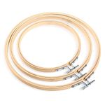 Siumir Embroidery Hoops, 3PCS 13/17/20cm Wooden Hoop Rings Adjustable Cross Stitch Hoops Round Embroidery Hoops for DIY Art Craft Sewing