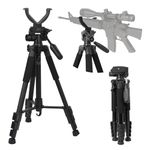 Higoo Rifle Shooting Rest Tripod with V Yoke Bracket V Shaped Gun Rack for Hunting，Aluminum Construction