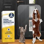 PROTECTO Heavy Duty Door Protector Dog Scratch Guard 2 Pack 35.5x24 Transparent Cat Scratch Protector Easy-to-Install Anti-Scratch Door Guard for Dogs & Cats Protection for Furniture Walls and Windows