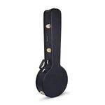 Crossrock Hardshell Banjo Case fits 5-string Resonator styles of Banjos- Stainless Steel Latches, Sponge Lining, Storage Space-Black (CRW600BJBK)