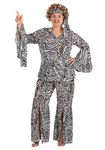 Plus Size Women's Foxy Lady Disco Dance Groovy Costume, Black,white, 3X