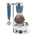 MÜHLE Intro 4-Piece Pure Badger/Safety Razor Shaving Set (Petrol Blue - Rytmo)