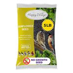 Happy Wings Black Oil Sunflower Bird Food, 5 Pounds | No Growth Seed | Bird Seed for Wild Birds