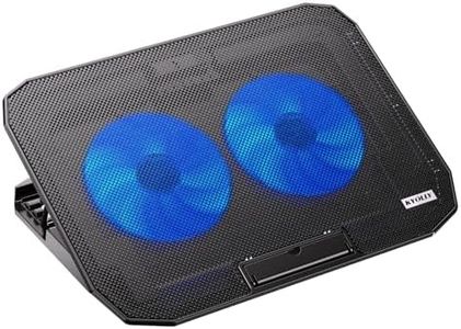 KYOLLY Ultra Slim Laptop Cooling Pad for 10-15.6 Inch Laptops, Portable Notebook Cooler with 2 Quiet Big Fans, Gaming Laptop Fan Wind Speed Adjustable, 5 Heights Adjustment, 2 USB Port