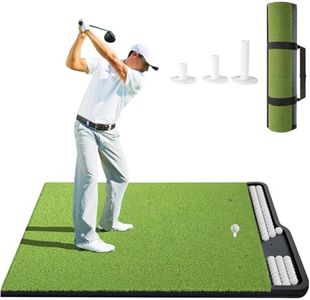 MONOJOY 5x4ft Golf Hitting Mat with Integrated Ball Tray, Premium Golf Practice Mat for Indoor & Outdoor Use, Professional Golf Turf Mat with 3 Rubber Tees & Binding Strap