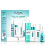 L'Oreal Paris Dark Spot Defender Giftset, 4 Step Routine Powered By Niacinamide; Bright Reveal Spot Fading Serum-in-Cleanser; Niacinamide Dark Spot Serum; SPF 50+ UV Fluid; Exfoliant Peel Treatment