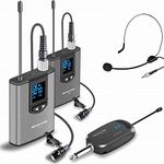 Alvoxcon Wireless Headset Lavalier Microphone System Dual Wireless lav Mic for iPhone, DSLR Camera, YouTube, Podcast, Video Recording, Conference, Vlogging, Church, Interview, Teaching