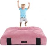 Givjoy Crash Pad for Kids Sensory Room, Extra Thick Foam Crash Mat with Washable Removable Cover, Non-Slip Play Mat with Handle for Calming Corner, Gym, Play Room, Living Room (Pink,60"x60")