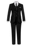 Diaryan Boys 3-Piece Formal Suit Set with Jacket, Vest, Pants, Slim Fit Dress Clothes, Ring Bearer Outfit Black Size 10