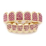 18K Gold Plated Iced Out CZ with Red Blue Pink Diamond Top and Bottom Grills for Your Teeth Men Women Hip Hop Jewelry pink