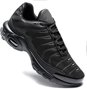 Mens Trainers Running Fashion Shoes Air Cushion Casual Sneakers Walking Tennis Gym Athletic Sports, Black, 8 US