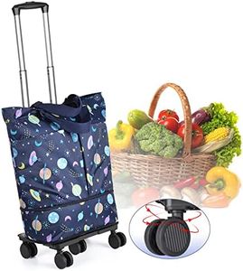 Foldable Aluminium Shopping Trolley with Bags Cart on Wheels ((Starry Sky)