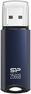 Silicon Power 256GB USB 3.0 Flash Drive, Aluminum Casing Built-in Strap Hole, USB 3.2 Gen 1 USB 2.0 Thumb Drive Pen Drive Memory Stick, Dark Blue, Marvel M02 Series