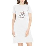 Pooplu Women's Regular Fit Knee Length Unicorn Baby Cotton Printed Round Neck Half Sleeves Animal, Pet, Cute Animal Tees, Tops and Tshirts (Oplu_White_XXXX_Large)