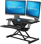 VERSADESK Power Riser 32" Electric Standing Desk Converter, Sit to Stand Up Height Adjustable Desk Riser, 2-Tier Tabletop Laptop and Dual Monitor Desktop Workstation with Wide Keyboard Tray, Black