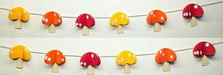 The Banner Company's Unassembled Mushroom Garland for a Woodland/Garden Theme Birthday Party Decoration (4"×12 pcs)