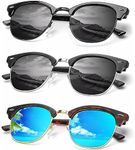 KALIYADI Sunglasses Men Polarized Sunglasses for Men Women Semi-Rimless Frame Retro Sun Glasses with UV400 Protection