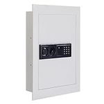 Goplus Wall Safe, 22” Tall Electronic Wall Mount Safe Between the Studs,Hidden Safe with Digital Keypad, Removable Shelves, In Wall Safe for Firearms, Gun, Valuables (White)