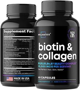 Biotin Capsules with Collagen and Keratin - 25000MCG Per Serving - Biotin Vitamins for Hair, Skin and Nails - Premium Biotin Supplement for Hair Growth for Women and Men - Metabolism Support - 60 Caps