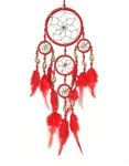 Red dream catcher with cowrie shell decoration, beautiful fair trade dreamcatcher for girls and boys