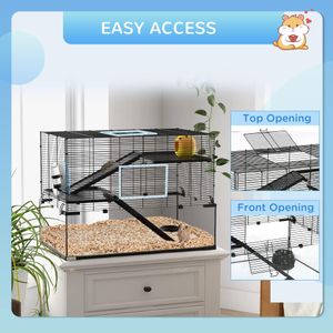 PawHut 3-Tier Glass Hamster Cage – Spacious Small Pet Habitat