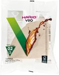 Hario V60 Filter Papers - Paper Coffee Filters for V60 Dripper, Compatible with Size 02, Natural, 100 Pack