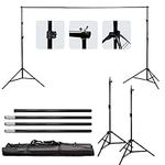 Bonnlo 2x3m/6.5x9.8ft Backdrop Support Stand with Carry Bag Adjustable Background Support Kit for Photography Studio, Birthday or Parties