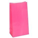 Vibrant Hot Pink Paper Party Bags (25cm x 13cm) 12 Count - Perfect for Celebrations and Events