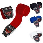 BEAST RAGE Boxing Hand Wraps 2.5/4.5 Meter Martial Arts Bandages Inner Gloves Wrist Support Straps Punching Under Hand Knuckles Heavy Elasticated Training Bag Mitts Muay Thai (Jet Red, 2.5 M)