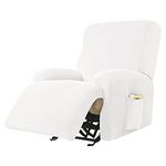 DASORY Velvet 4-Piece Recliner Slipcover, Soft Stretch Cover for Recliner, Washable and Removable Furniture Protector for Home Decor,White