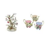 Talking Tables Alice in Wonderland Cupcake Stand Centrepiece Mad Hatter Tea Party, Paper, Mixed Colours, Height 59cm, 23" & Truly Alice Teapot Cupcake Stands Pack of 6, Paper, Multicolor, Set of 6