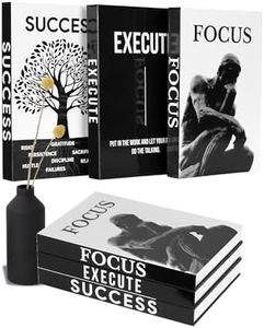 Motivational Desk Décor Set of 3 Decorative Books for Modern Home Office Decor Shelf Aesthetic Black & White Faux/Fake Books for Decoration Minimalist Book Box for Coffee Table Bookshelf TV Stand