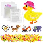 AUAUY Fuse Beads Kit, 500pcs 5mm Iron Beads Set for Kids, DIY Art Craft Toys Iron Beads, with Duck Pattern Cards, Pegboards, Tweezers, Ironing Papers, Christmas Birthday Gift for Boys and Girls