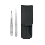 Tweezerman Black Petite Tweezer Set, Includes a Mini Pair of Slant & Point Tweezers, and a Black Protective Travel Case, (Pack of 3)